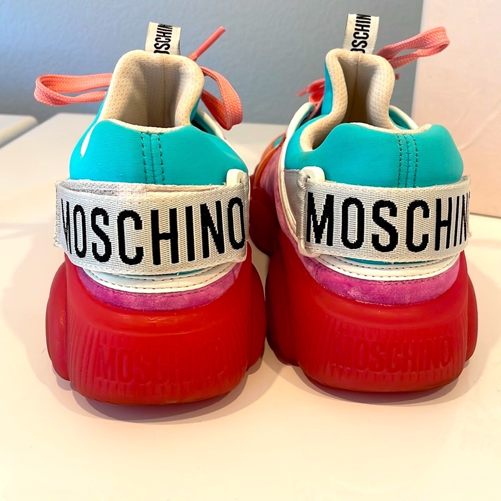 Moschino “Teddy” Mixed Media Low Top Sneakers - Picture 4 of 12